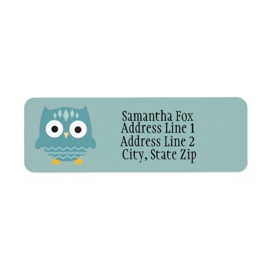 Cute Blue Owl Custom Return Address Labels