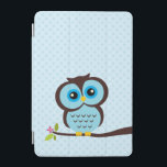 Cute Blue Owl iPad Mini Cover<br><div class="desc">Adorable vector illustration of a cute owl perched on a tree branch on a polka dots background. Art by Babystar Design at mygrafico.com</div>