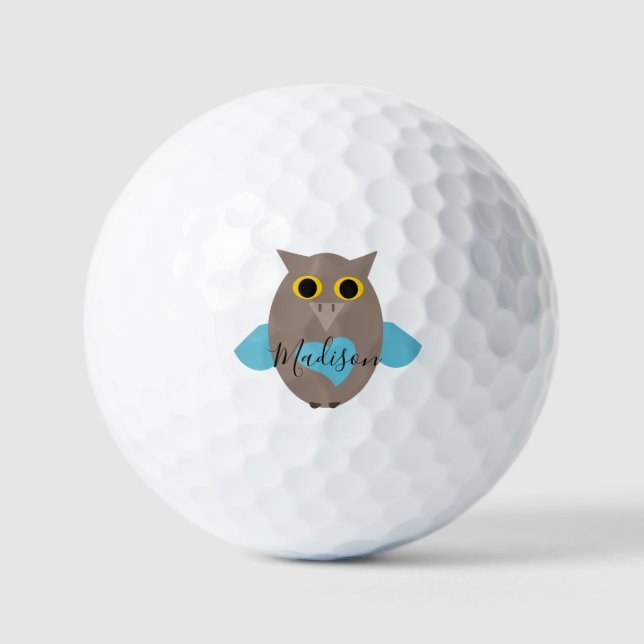 Cute Blue Owl Name  Golf Balls (Front)