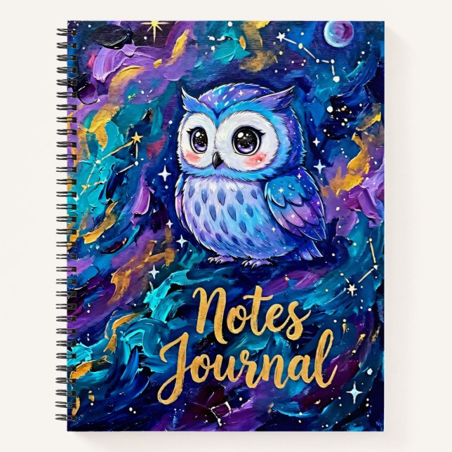 Cute Blue Owl Notes Journal (Front)