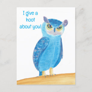 Cute Blue Owl, Valentine Postcards