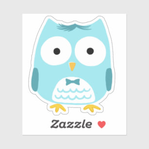 Cute Blue Owl Wearing Bow Tie Funny Owl Cartoon