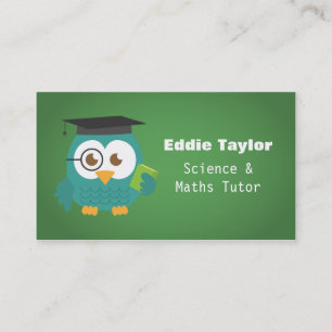 Cute Blue Owl with Graduation Hat, Personal Tutor Calling Card