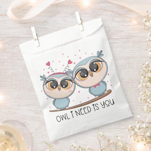 Cute Blue Owls Favour Bag (Clipped)