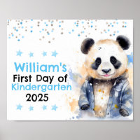 Cute Blue Panda First Day of School Chalkboard