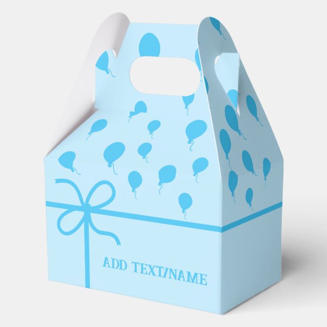 Cute Blue Party Balloons And Ribbons Custom   Favor Box (Front)