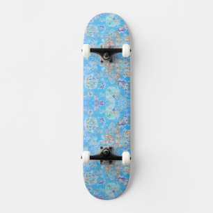 Cute blue pastel floral bandana skateboard