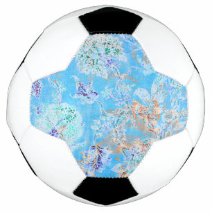 Cute blue pastel floral bandana soccer ball
