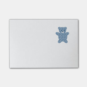 Cute Blue Patterned Teddy Bear Post-it Notes