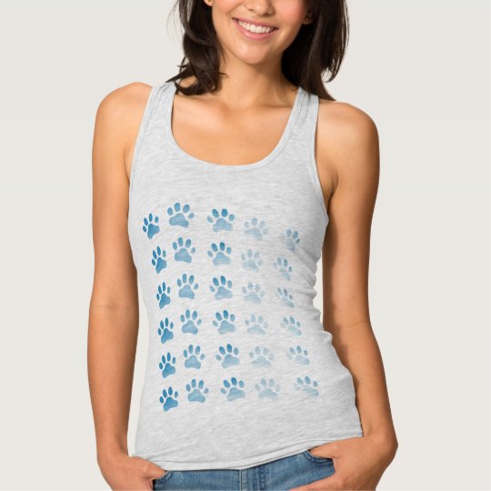 Cute Blue Paw Prints Womens Racerback Tank