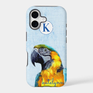 Cute Blue Peek-a-Boo Parrot Photograph Monogram