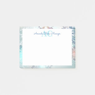 Cute Blue Personalized Monogram Name Post-it Notes