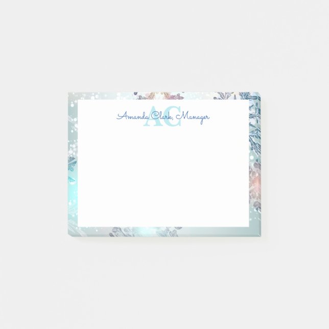 Cute Blue Personalized Monogram Name  Post-it Notes (Front)