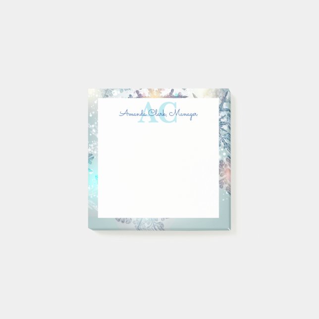 Cute Blue Personalized Monogram Name  Post-it Notes (Front)