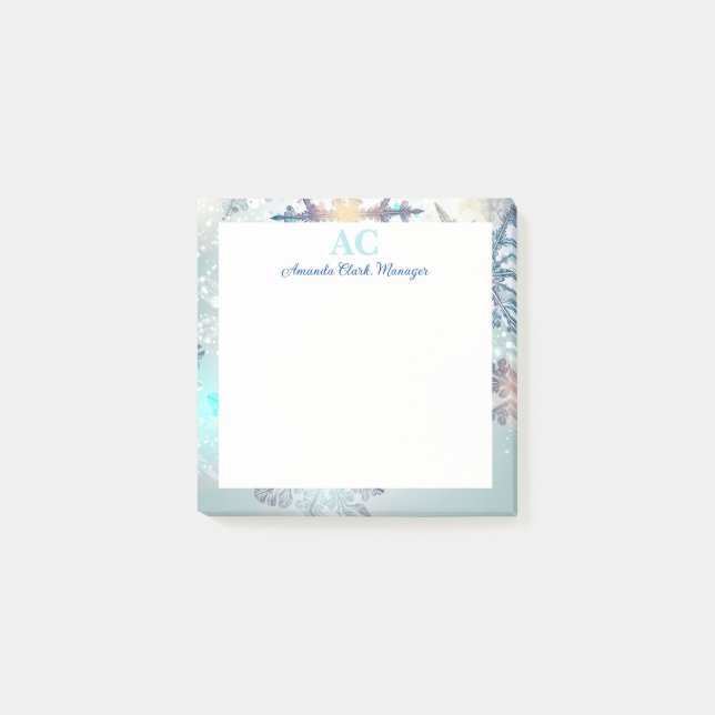 Cute Blue Personalized Monogram Name  Post-it Notes (Front)