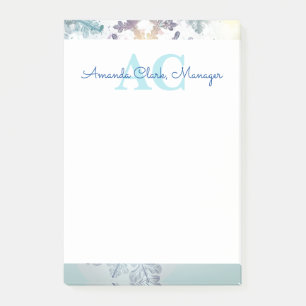 Cute Blue Personalized Monogram Name  Post-it Notes