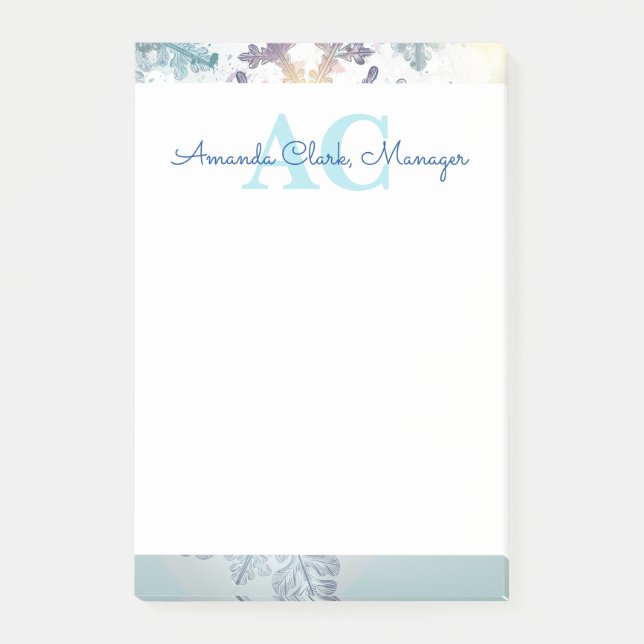 Cute Blue Personalized Monogram Name  Post-it Notes (Front)