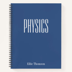Cute Blue Personalized School Subject Physics Notebook