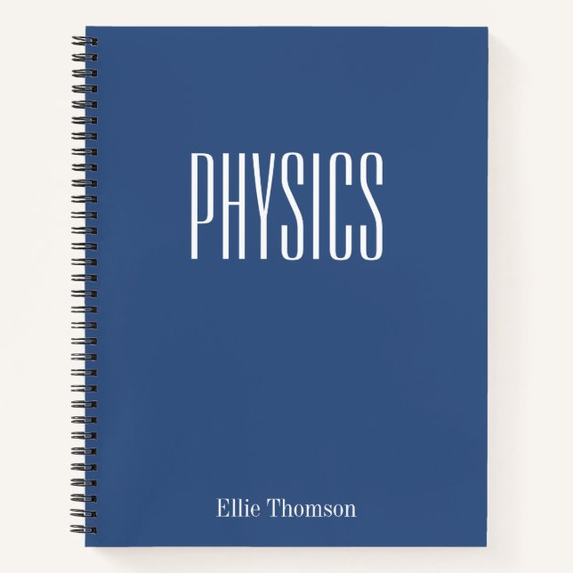 Cute Blue Personalized School Subject Physics Notebook (Front)
