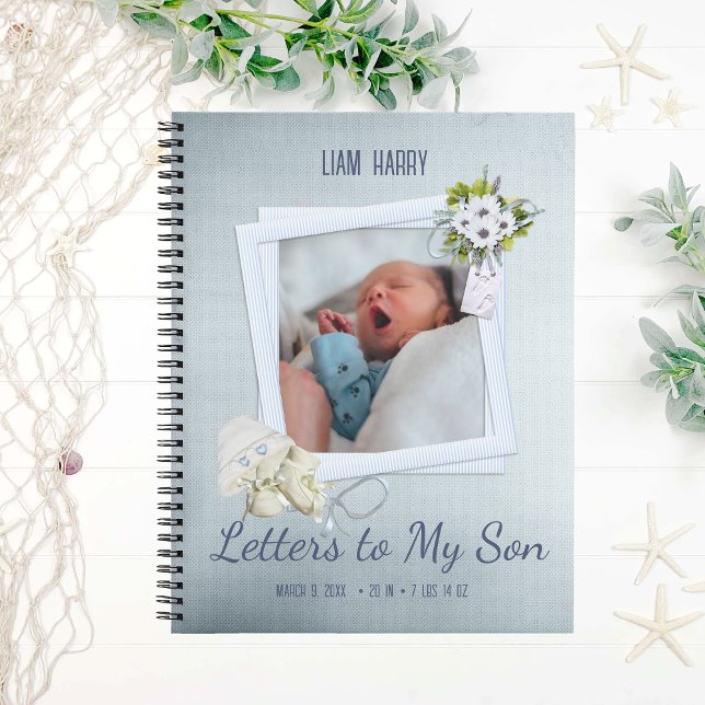 Cute Blue Photo Letters to my Son Keepsake Notebook (Creator Uploaded)