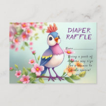 Cute Blue Pink Bird Floral Baby Shower