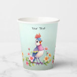 Cute Blue Pink Bird Floral Paper Cups<br><div class="desc">Beautiful Cute Blue Pink Bird Floral Paper Cups</div>