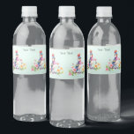 Cute Blue Pink Bird Floral Water Bottle Label<br><div class="desc">Beautiful Cute Blue Pink Bird Floral Water Bottle Label</div>