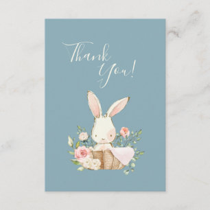 Cute Blue Pink Bunny Baby Shower Thank You Card