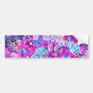Cute blue pink flowers patterns bumper sticker