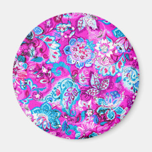 Cute blue pink flowers patterns magnet