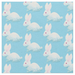 Cute blue pink galaxy Bunny, Rabbit with stars Fabric