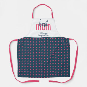 Cute Blue Pink Heart Best Mom Mother`s Day Apron