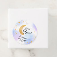 Cute Blue Pink Over the Moon Thank You Baby Shower