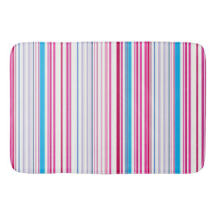 Cute blue pink stripes bath mat