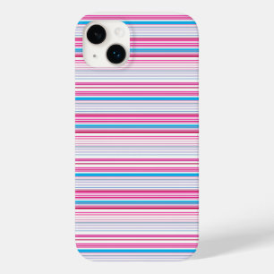 Cute blue pink stripes Case-Mate iPhone 14 plus case