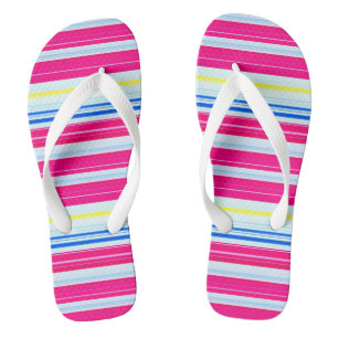Cute blue pink stripes flip flops