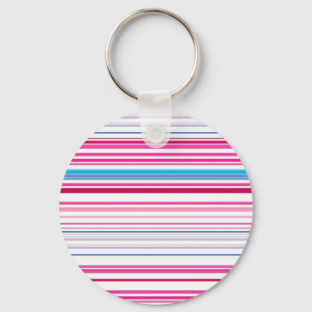 Cute blue pink stripes keychain (Front)