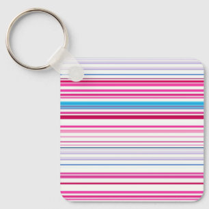 Cute blue pink stripes keychain