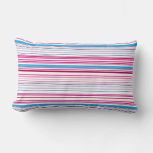 Cute blue pink stripes lumbar pillow