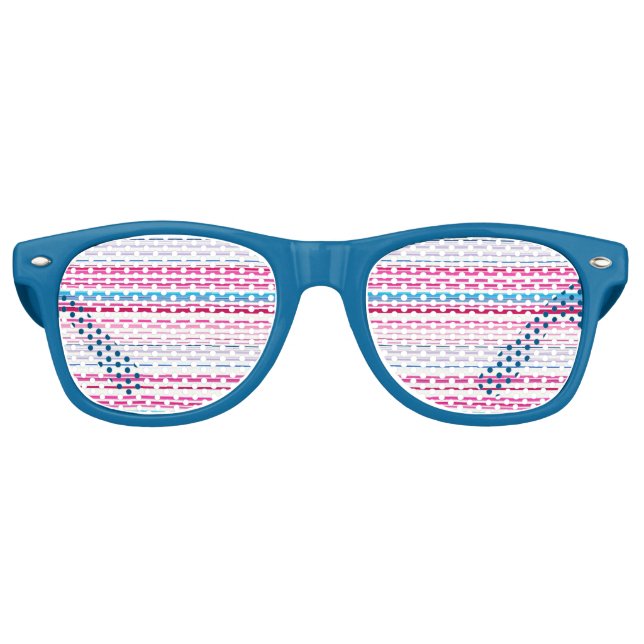 Cute blue pink stripes retro sunglasses (Front)