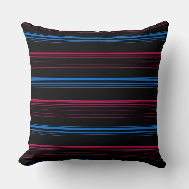 Cute blue pink stripes  throw pillow (Front)