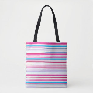 Cute blue pink stripes tote bag