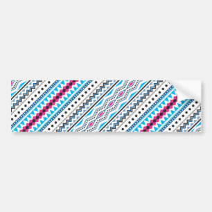 Cute blue pink tribal girl patterns design bumper sticker