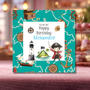 Cute Blue Pirate child's Birthday Invitation