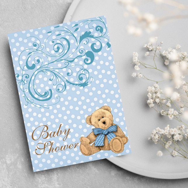 Cute Blue Pois Baby shower Invitation (Cute Blue Polka Dots Baby Shower )