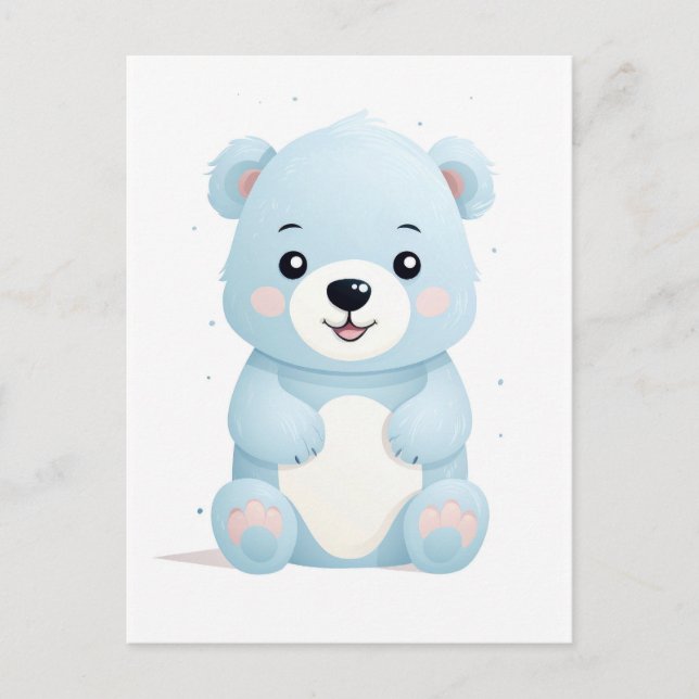 Cute blue polar bear , postcard (Front)