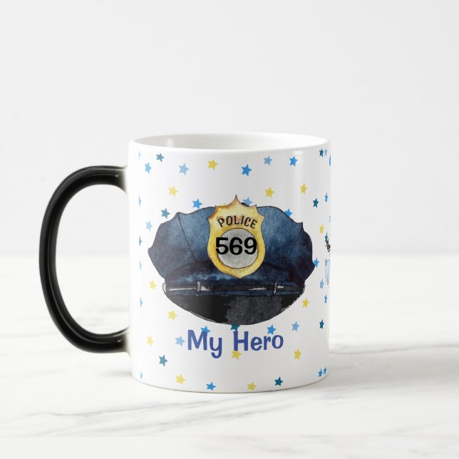 Cute Blue Police Hat Magic Mug (Left)