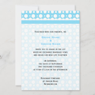 Cute blue polka dots wedding invitations