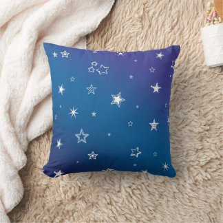 Cute Blue & Purple gradient Star night Throw Pillow