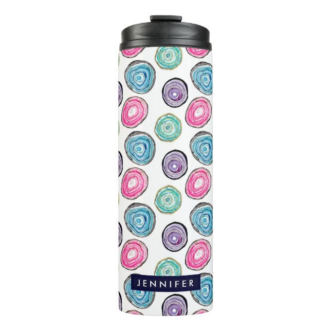 Cute blue purple pink geode pattern personalized thermal tumbler (Front)
